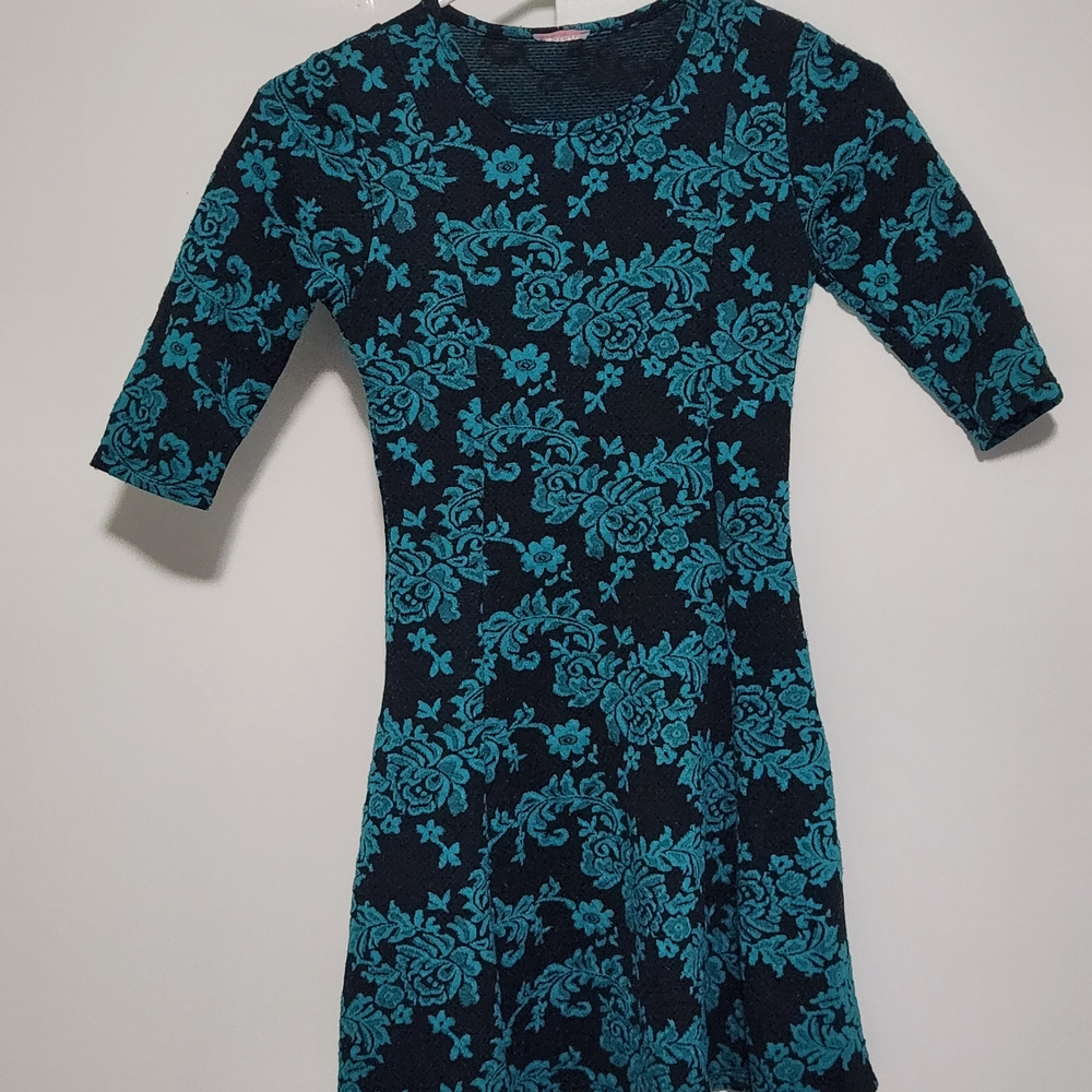 Chic Teal Floral Dress